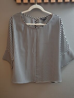 Express Black & White Mixed Stripe Blouse